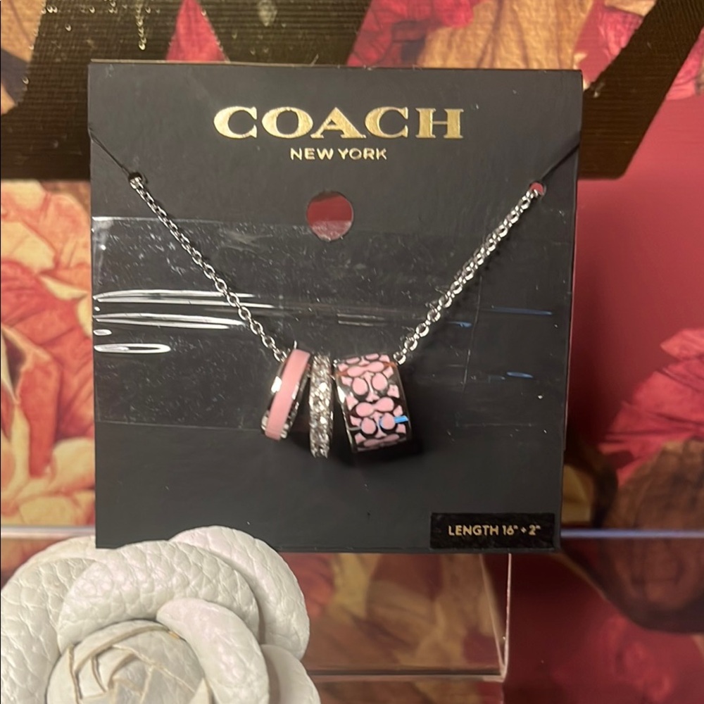 NEW❗️COACH New York Pink and Silver Necklace MSRP 128$ NWT